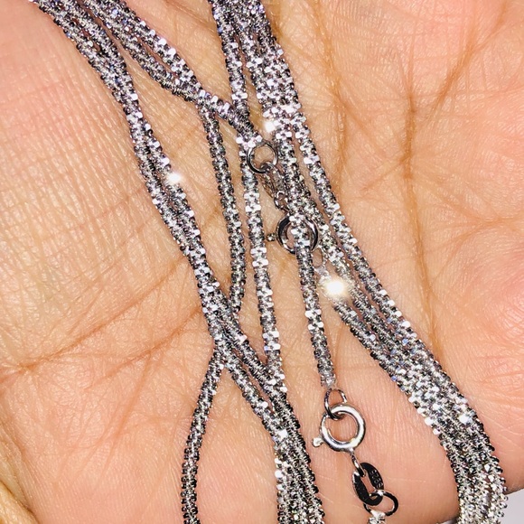 Stunning Turkish sparkle chain custom made beautiful white gold vermeil necklace - Picture 5 of 8